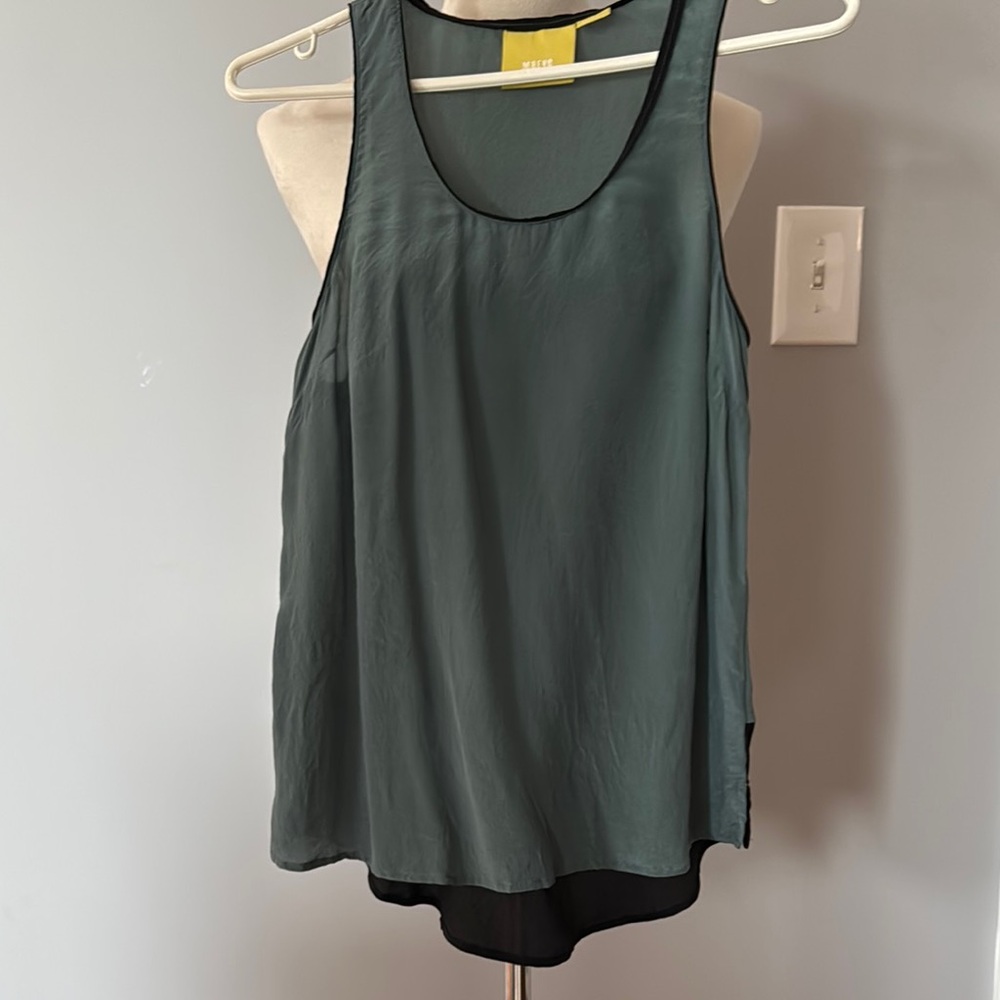 Anthropologie Mauve Green  Silk Relaxed Tank Top
